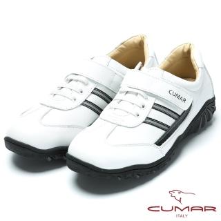 【CUMAR】MIT台灣製造 全真皮舒適魔術貼休閒鞋(白色)