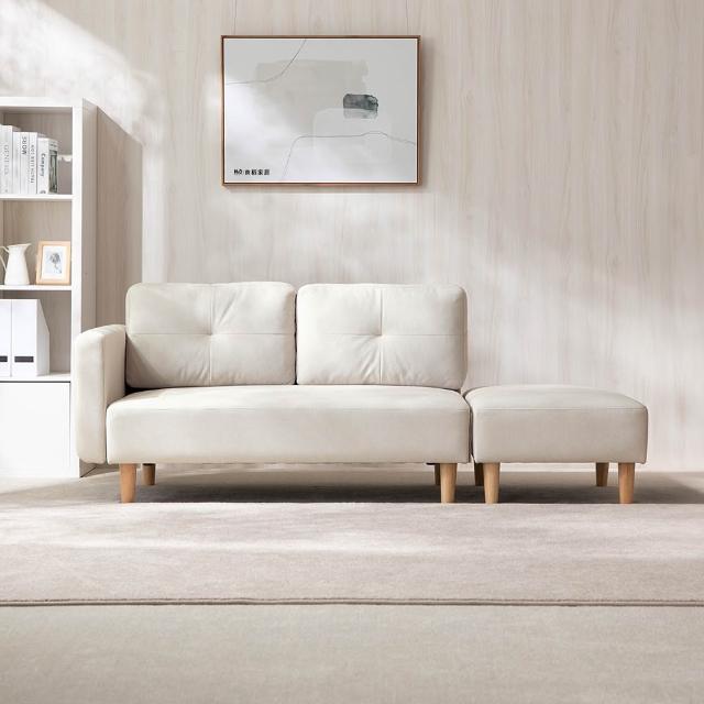 【H&D 東稻家居】免組裝 2人賽斯托貓抓布防潑日系簡約雙人+凳沙發 MODERN DECO(二人 扶手可左右互換)