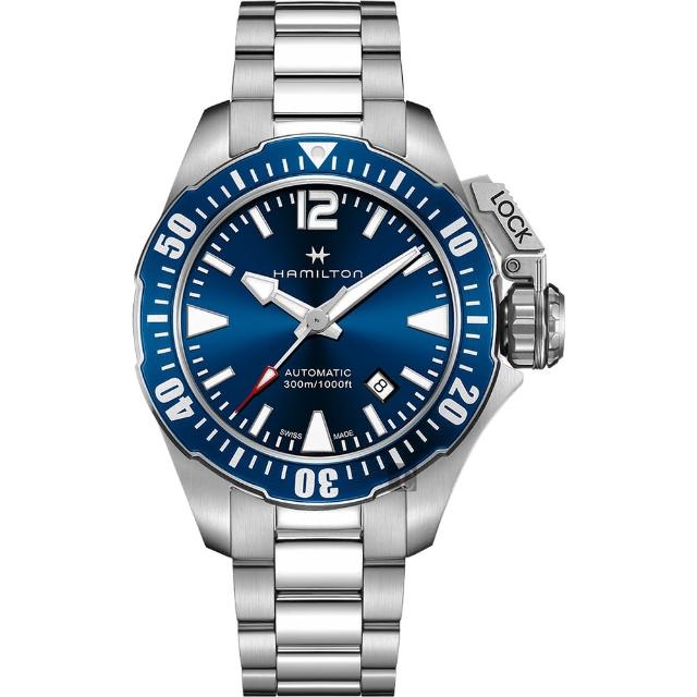 【Hamilton】漢米爾頓 卡其海軍系列蛙人潛水機械錶-藍x銀/42mm(H77705145)
