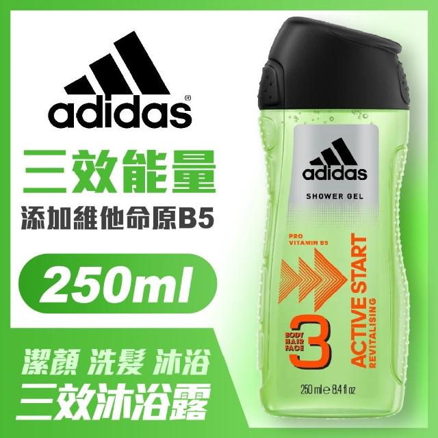 【adidas愛迪達】男用三效能量潔顏洗髮沐浴露(250ml)