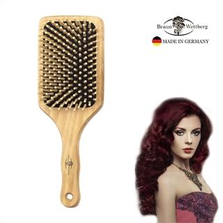 【德國BRAUN WETTBURG 珀薇】德國製 好好握方形圓珠大木齒氣墊梳(頭皮放鬆了頭髮好亮澤)