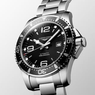 【LONGINES】浪琴 征服者300米潛水64小時動力儲存機械錶-黑/44mm(L38414566)