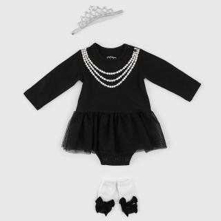 【日安朵朵】女嬰雪紡蓬蓬裙連身衣禮盒–奧黛莉赫本(MIT衣+寶寶襪)