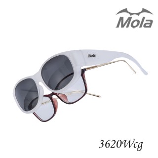 【MOLA 摩拉】時尚外掛式偏光太陽眼鏡 3620Wcg(時尚外掛式偏光太陽眼鏡近視眼鏡可戴 UV400)