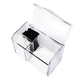 【目喜生活】壓克力棉籤盒 防塵翻蓋化妝棉收納(3格分隔 適梳妝台浴室 居家收納)