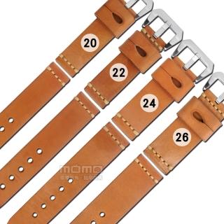 【Watchband】同寬 20.22 24.26mm 經典復刻 柔軟萬用 加厚版 牛皮錶帶(駝色)