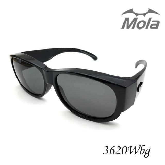 【MOLA 摩拉】前掛式偏光太陽眼鏡 近視可戴 男女 超輕量 UV400-3620Wbg 包覆式
