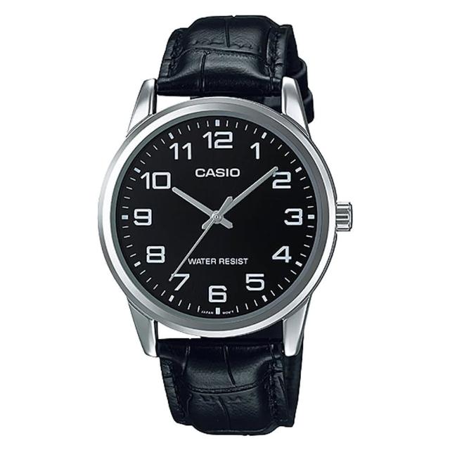 【CASIO 卡西歐】經典商務型男數字指針真皮腕錶(MTP-V001L-1B)