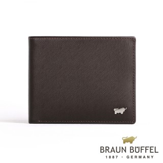 【BRAUN BUFFEL 德國小金牛】台灣總代理 HOMME-M紳士 8卡男夾-咖啡(BF306-313-ENY)