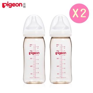 【Pigeon 貝親】母乳實感PPSU寬口奶瓶-白色240ml╳2(貝親娃娃城PPSU奶瓶寬口徑新生兒)