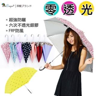 【雙龍牌】豹紋圓點格紋海軍風不透光輕量防風自動直傘(降溫防曬抗UV自動傘直立傘淑女傘A0571J)