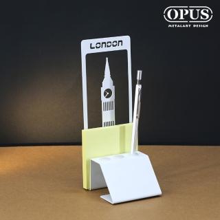 【OPUS 東齊金工】歐式鐵藝 便條筆座/memo夾/書寫辦公用品(PE-bi16W 倫敦大笨鐘_優雅白)