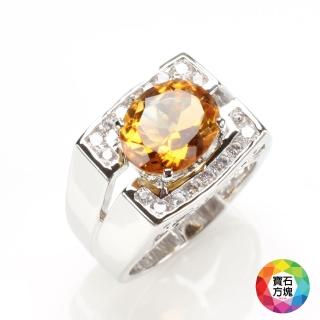 【寶石方塊】八方聚財天然4克拉黃水晶戒指-活圍設計