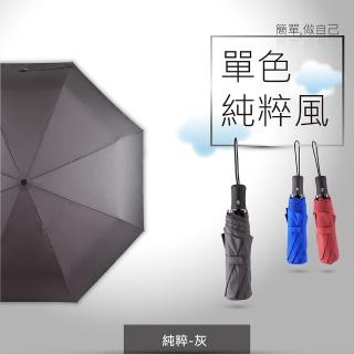 【boy】抗UV防風三折晴雨自動傘（純粹-藍/灰）(晴雨傘 抗UV傘 防風傘 自動傘)