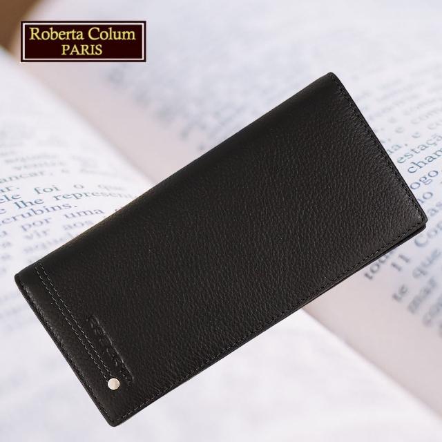 【Roberta Colum】諾貝達 軟牛皮鉚釘長夾 專櫃皮夾(23158-1黑色)