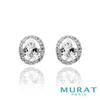 【MURAT Paris 米哈巴黎】法國輕珠寶 純銀 環繞滿鑽橢圓耳環(305980.1)