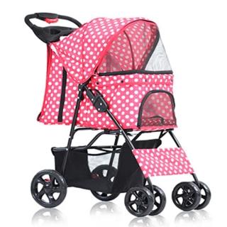 【媽媽咪呀】第三代輕鋁合金一鍵收車寵物推車_高CP值款_桃紅