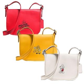 【COACH】2018人氣米奇圖騰壓紋牛皮材質翻蓋小斜背包 獨家限定(超人氣聯名款)