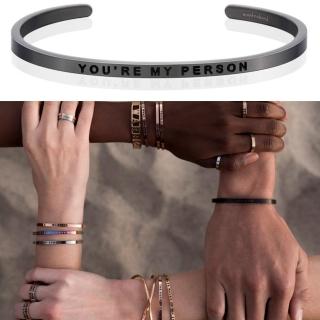 【MANTRABAND】美國悄悄話手環 You are my person 你是我要的 新款灰銀手環(悄悄話手環)