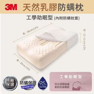 【3M 4/20超級品牌日↘抽SONY電視】天然乳膠防蹣枕-工學助眠型(附防蹣枕套)