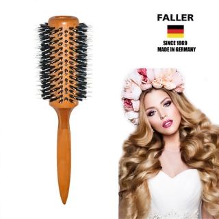 【FALLER 芙樂】FSC櫸木特大尺寸黑豚鬃圓珠熱對流熱塑梳捲髮梳 74MM(女神般波浪捲髮)