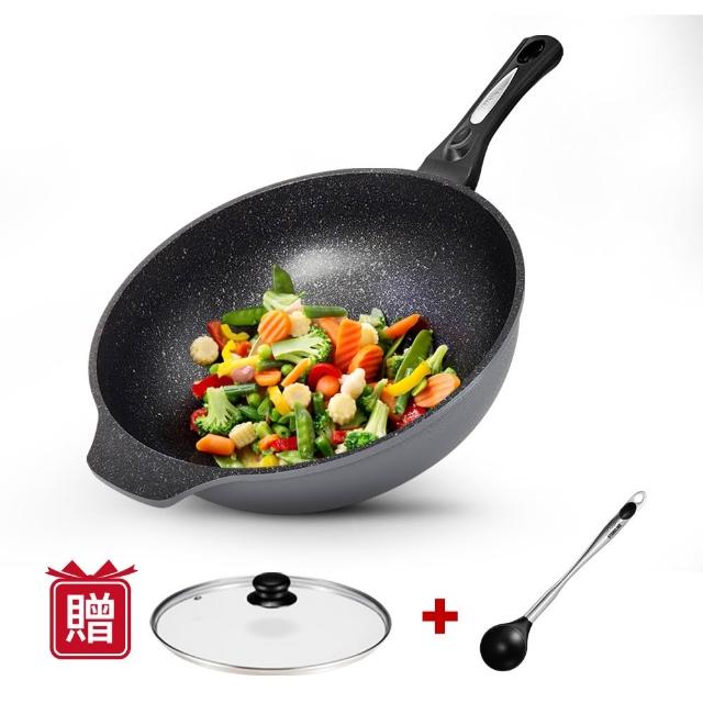 【CUOCO】鈦晶岩不沾鍋大寶鍋組34cm(韓國製造進口)