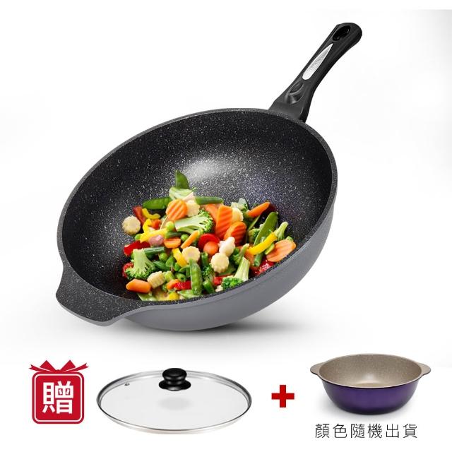 【CUOCO】鈦晶岩不沾鍋大寶鍋組34cm(韓國製造進口)