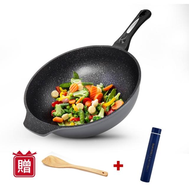 【CUOCO】鈦晶岩不沾鍋大寶鍋組34cm(韓國製造進口)