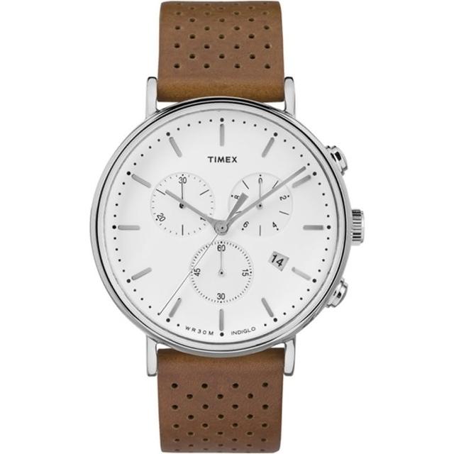 【TIMEX】天美時 週末Fairfield 三眼計時手錶(白x棕色 TXTW2R26700)