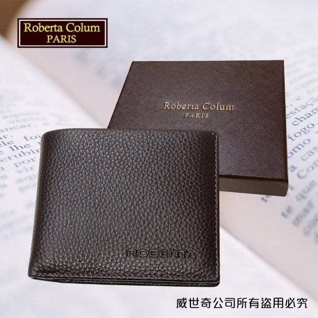 【Roberta Colum】諾貝達 男用皮夾 短夾 專櫃皮夾 進口軟牛皮短夾(24004-2咖啡)