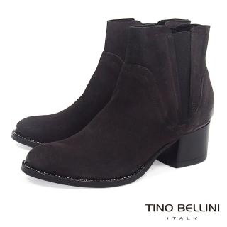 【TINO BELLINI 貝里尼】義大利進口仿舊擦色中跟切爾西靴B69027(深咖)