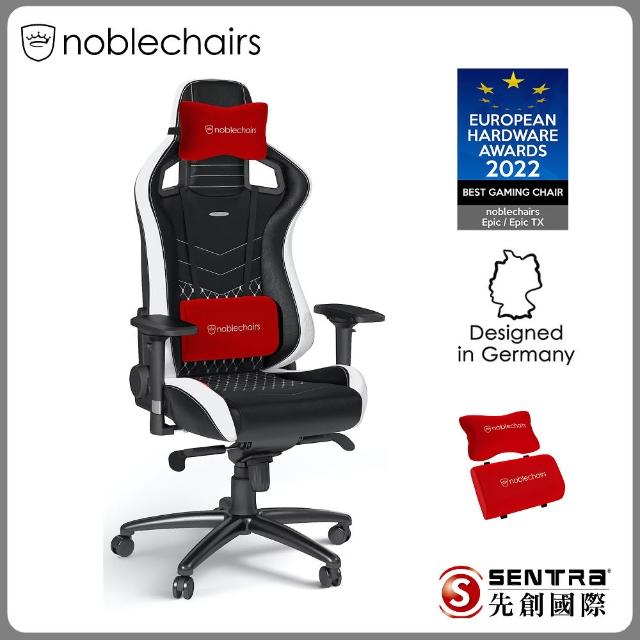 【noblechairs】EPIC 真皮系列電競椅(黑底白車線)