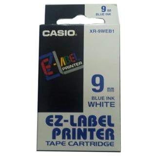 【CASIO 卡西歐】標籤機專用色帶-9mm白底藍字(XR-9WEB1)