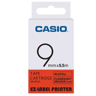 【CASIO 卡西歐】標籤機專用特殊色帶-9mm螢光橘底黑(XR-9FOE1)