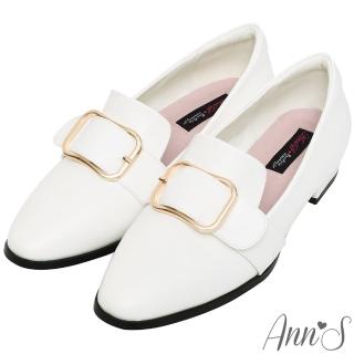 【Ann’S】韓式文青-金屬圓弧方扣紳士平底鞋(白)