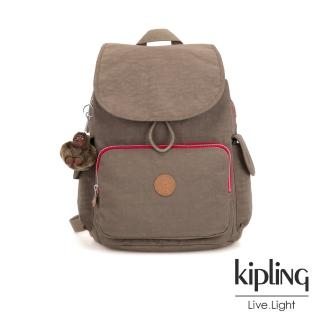 【KIPLING】復古卡其棕素面後背包-中