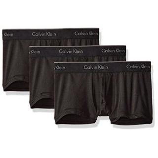 【Calvin Klein】2018男時尚超細纖維黑色四角內著3件組-網(預購)