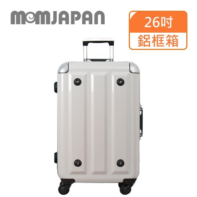 【MOM JAPAN】26吋 日系時尚亮面PC鋁框行李箱 鏡面白3008D