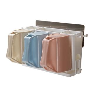 漱洗瀝水收納架-附漱口杯+牙刷架(牙刷架 置物架 瀝水架 漱口杯架 浴室收納 盥洗用品 洗漱用品收納) 限 