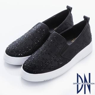 【DN】獨特風格 繁星閃耀緞面休閒鞋(黑)