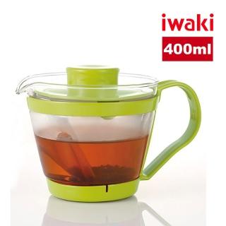 【iwaki】日本品牌耐熱玻璃沖茶器/茶壺-附濾茶網(綠色-400ml)