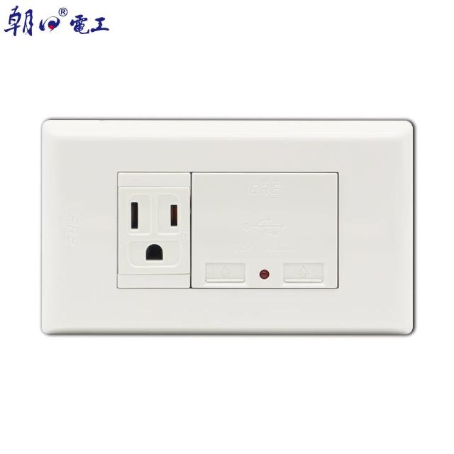 朝日電工 雙usb充電器附接地單插座組 埋入式usb充電接地插座 Momo購物網