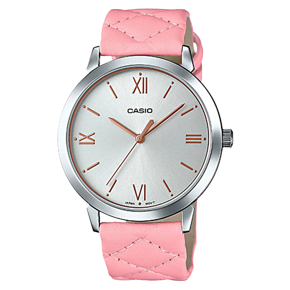 【casio 卡西歐】指針女錶 皮革錶帶 生活防水(ltp-e153l-4a)