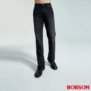 【BOBSON】男款黑色刷白喇叭褲(1679-88)