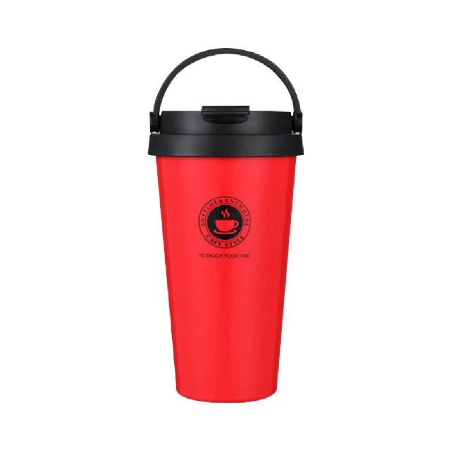【EZlife】304不鏽鋼環保提手保溫咖啡杯(500ml)