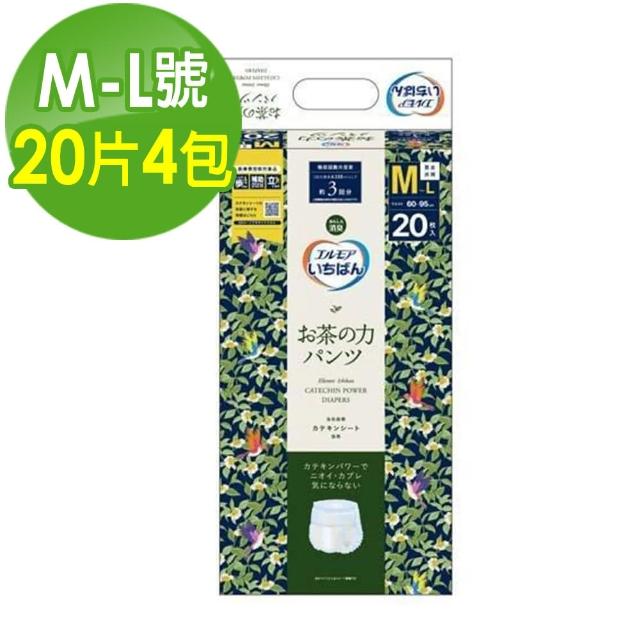 【日本一番】茶之力 褲型紙尿褲M-L號(20片x4包/箱)