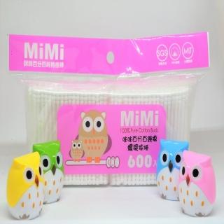 【MiMiOwl 咪咪貓頭鷹】螺旋棉頭PP塑軸棉花棒600支(百分百純棉 台灣製造)