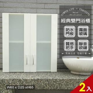 【Abis】經典霧面雙門加深防水塑鋼浴櫃/置物櫃(白色-2入)