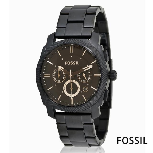 【FOSSIL】世界的大王三眼鋼帶男錶-咖啡/黑色x42mm(FS4682)