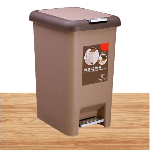 【新錸家居】腳踏手壓_兩用垃圾桶_8L(附蓋子 米白/灰白/黑/咖啡)